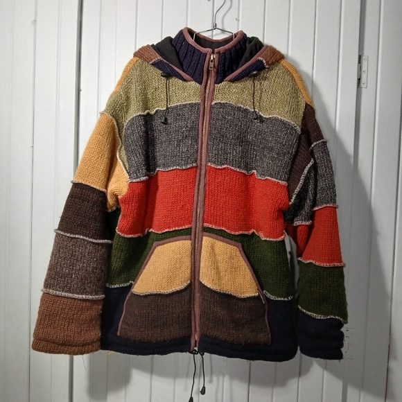 Laundromat Other - Laundromat  Knit Hoodie Wool Patchwork Cardigan